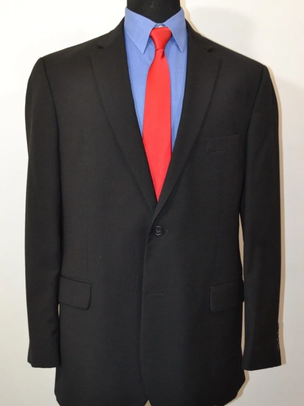 Pronto Uomo 46L Sport Coat Blazer Suit Jacket Black WOOL